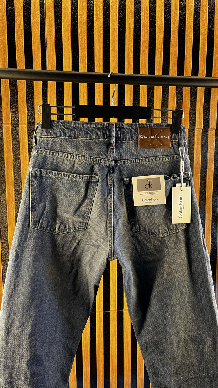 C*LVİN K*LEİN PREMİUM BAGGY KOT PANTOLON TAŞLAMALI MAVİ 
