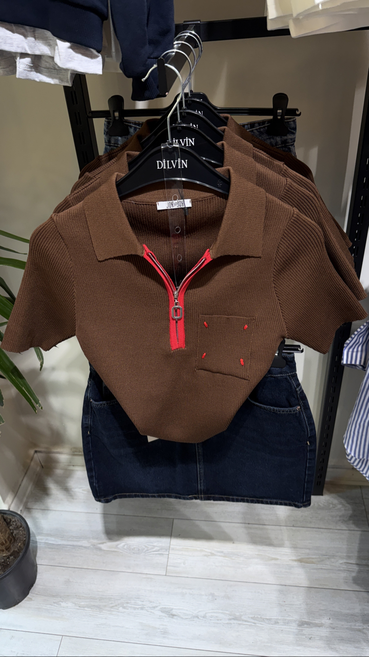 Joy Polo yaka triko kahve