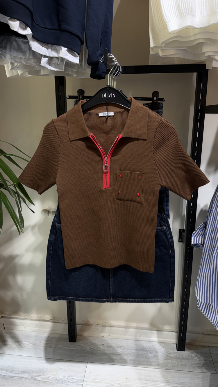 Joy Polo yaka triko kahve