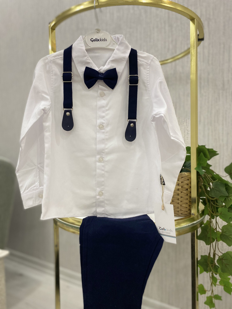Papyon-Gömlek ve Askılı Pantalon Erkek Çocuk Takım
