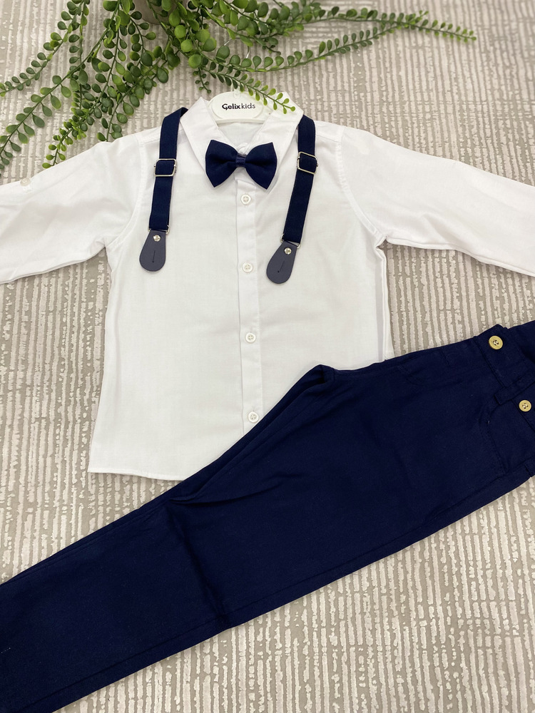 Papyon-Gömlek ve Askılı Pantalon Erkek Çocuk Takım