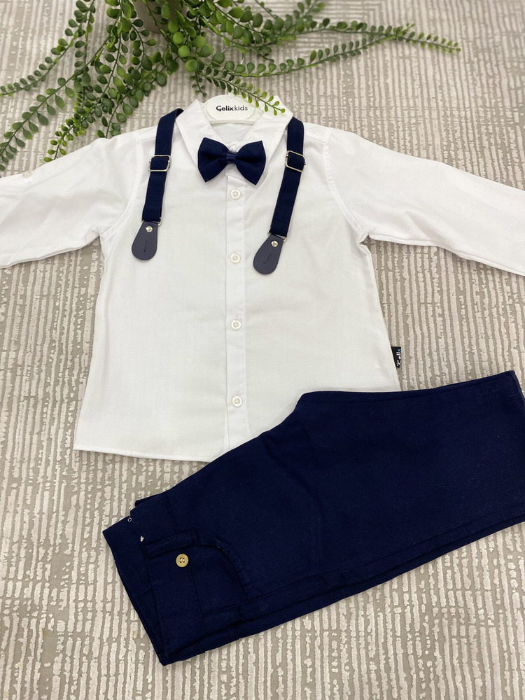 Papyon-Gömlek ve Askılı Pantalon Erkek Çocuk Takım