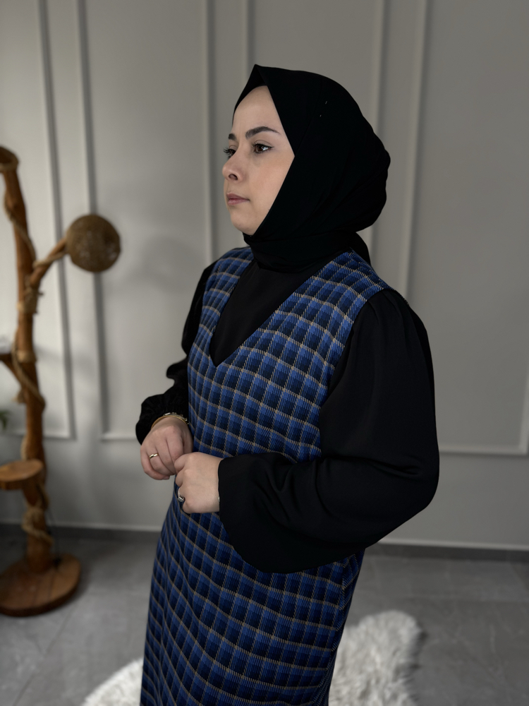 Büyük Beden Tesettüre Uyumlu Özel Dikim 2‘Li Jile Elbise Ve Gömlek Takımı