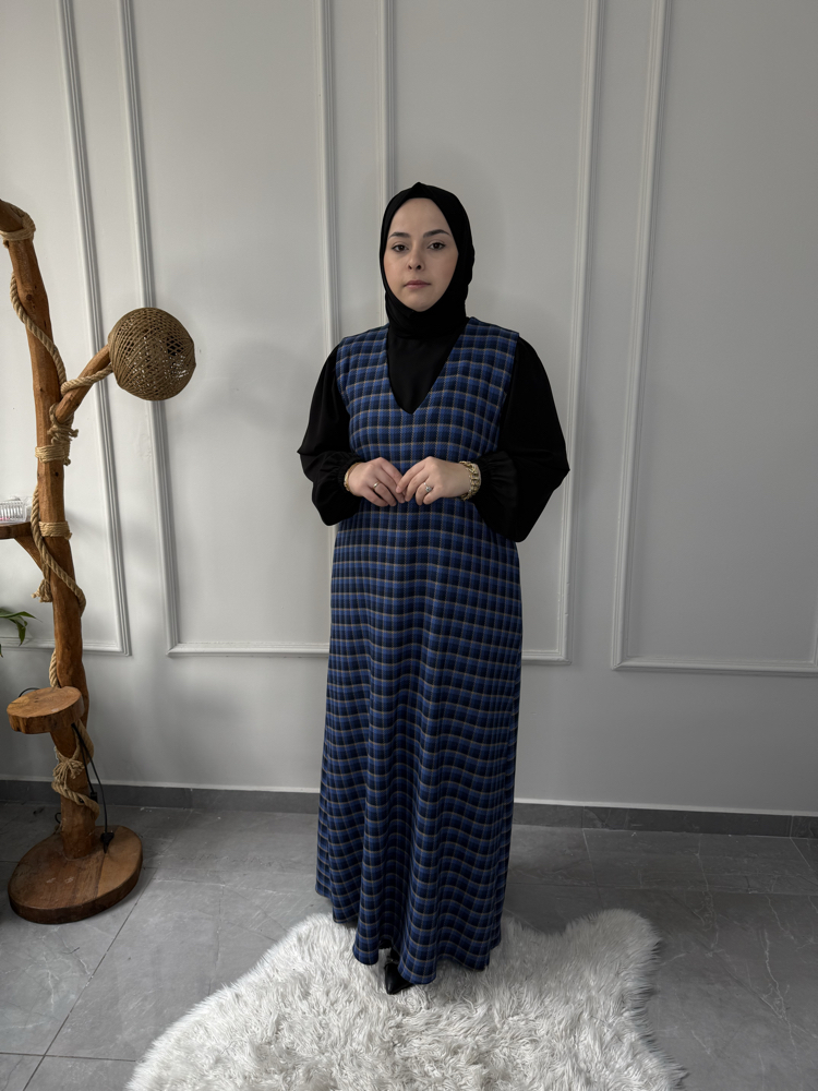 Büyük Beden Tesettüre Uyumlu Özel Dikim 2‘Li Jile Elbise Ve Gömlek Takımı
