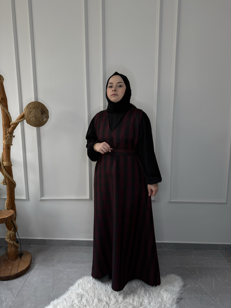 Büyük Beden Tesettüre Uyumlu Özel Dikim 2’Li Jile Elbise Ve Gömlek Takımı
