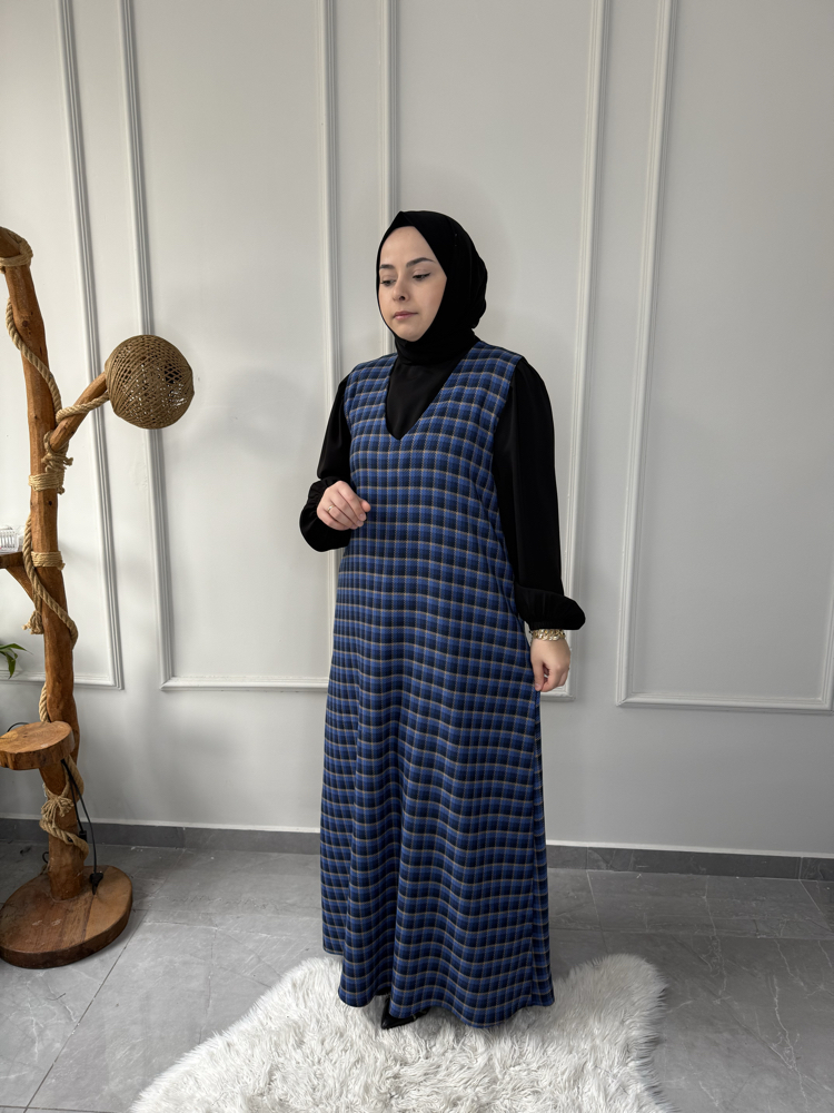 Büyük Beden Tesettüre Uyumlu Özel Dikim 2‘Li Jile Elbise Ve Gömlek Takımı