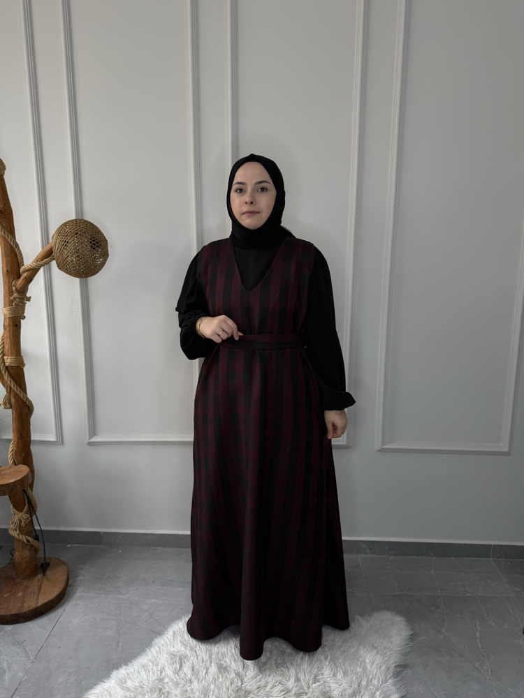 Büyük Beden Tesettüre Uyumlu Özel Dikim 2’Li Jile Elbise Ve Gömlek Takımı