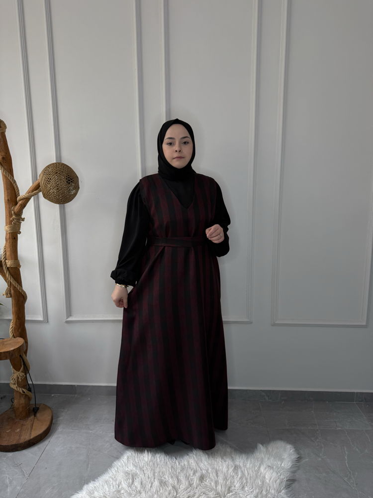 Büyük Beden Tesettüre Uyumlu Özel Dikim 2’Li Jile Elbise Ve Gömlek Takımı