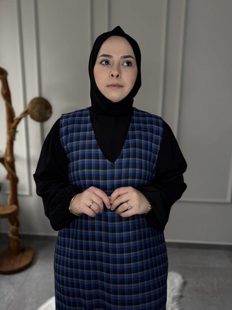 Büyük Beden Tesettüre Uyumlu Özel Dikim 2‘Li Jile Elbise Ve Gömlek Takımı