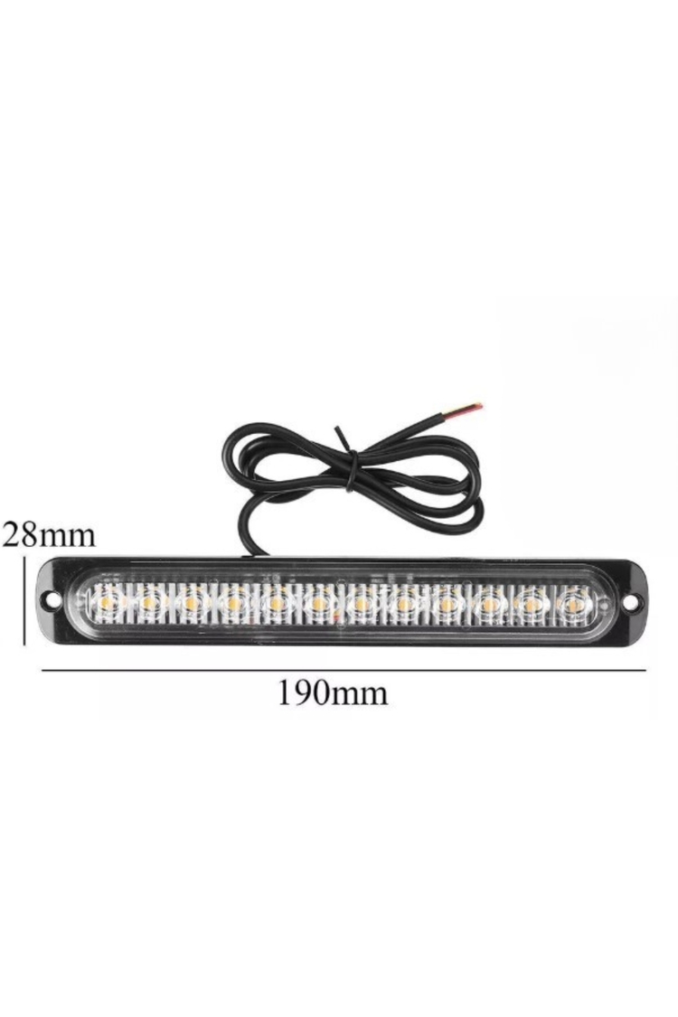 Amber Turuncu Işık Çubuğu 12 Ledli Parmak Araba-Kamyon-Tır İşaret Lambası (19cm) (12v-24v)