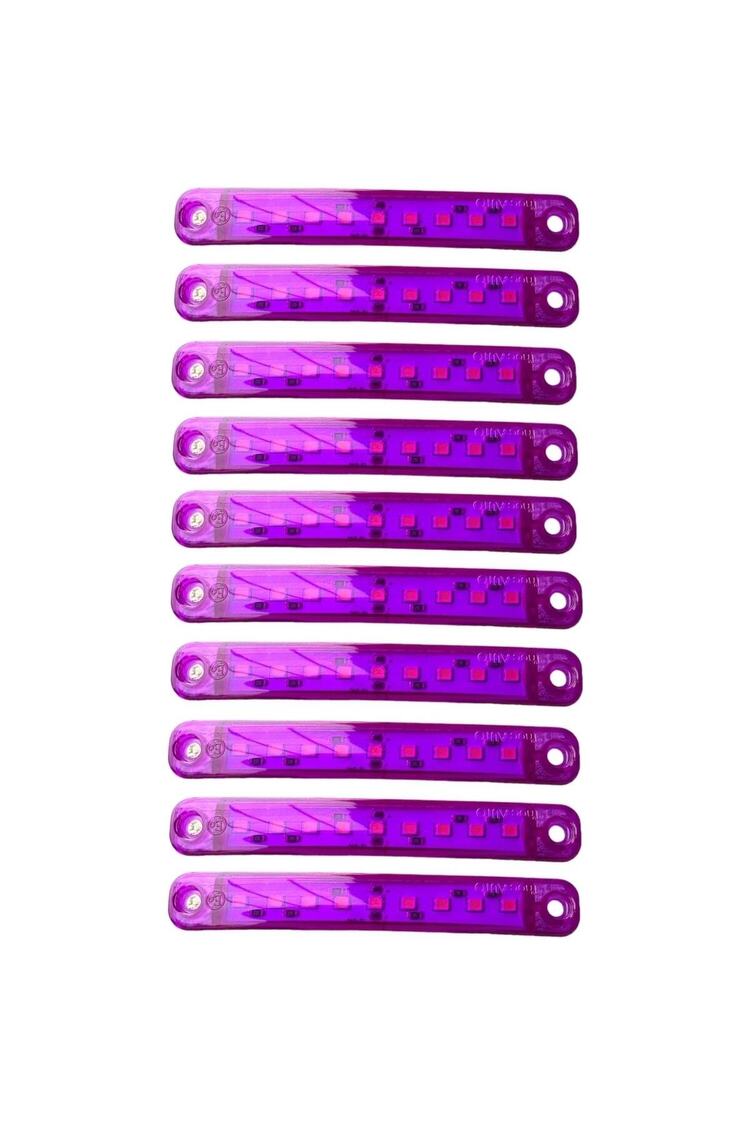 10 Adet 9 Ledli Parmak Led Lamba Mor 12v-24v
