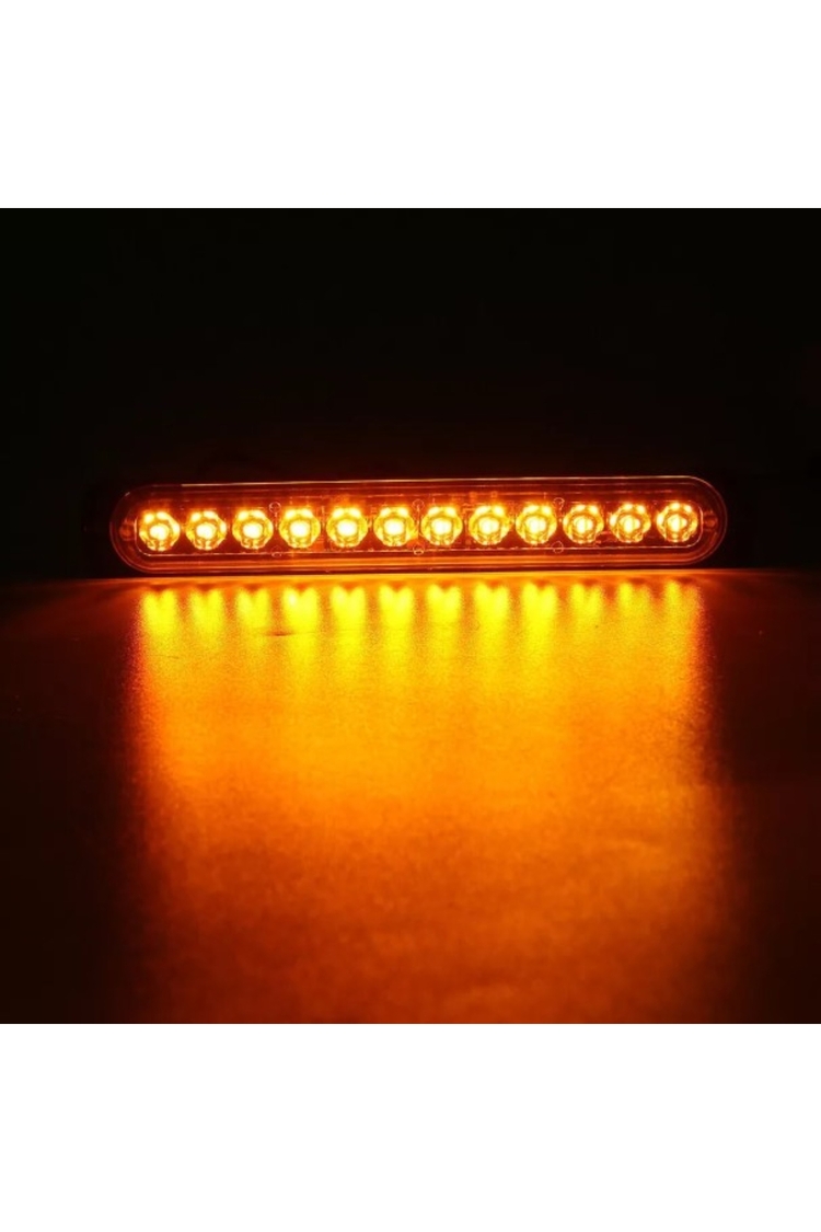 Amber Turuncu Işık Çubuğu 12 Ledli Parmak Araba-Kamyon-Tır İşaret Lambası (19cm) (12v-24v)