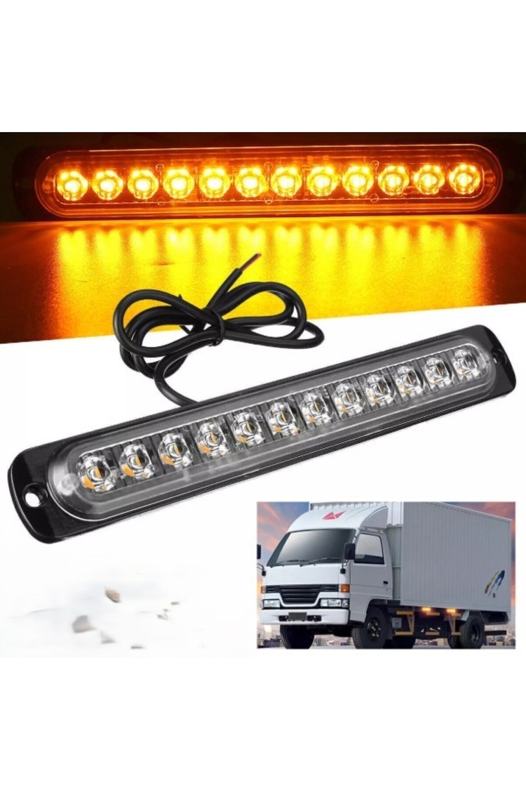 Amber Turuncu Işık Çubuğu 12 Ledli Parmak Araba-Kamyon-Tır İşaret Lambası (19cm) (12v-24v)