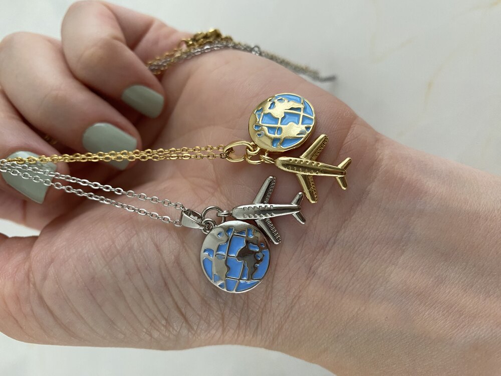 Dünya Uçak Charm Kolye