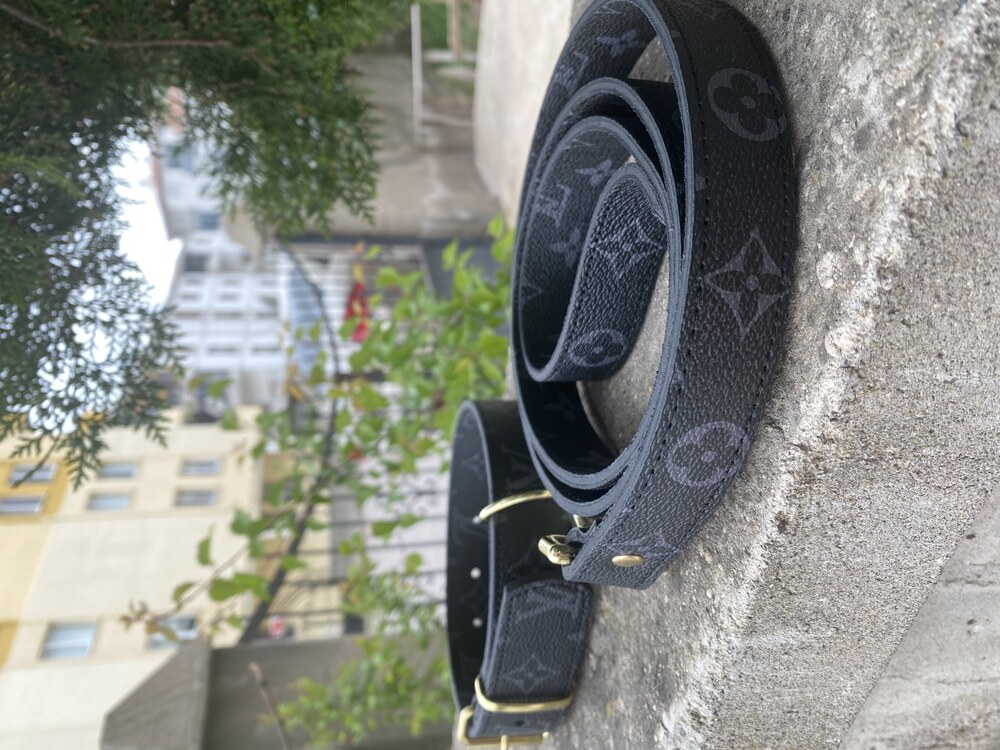 Black Lv Monogram Dog Collar-Leash Set. Desinger Dog Collar Set.