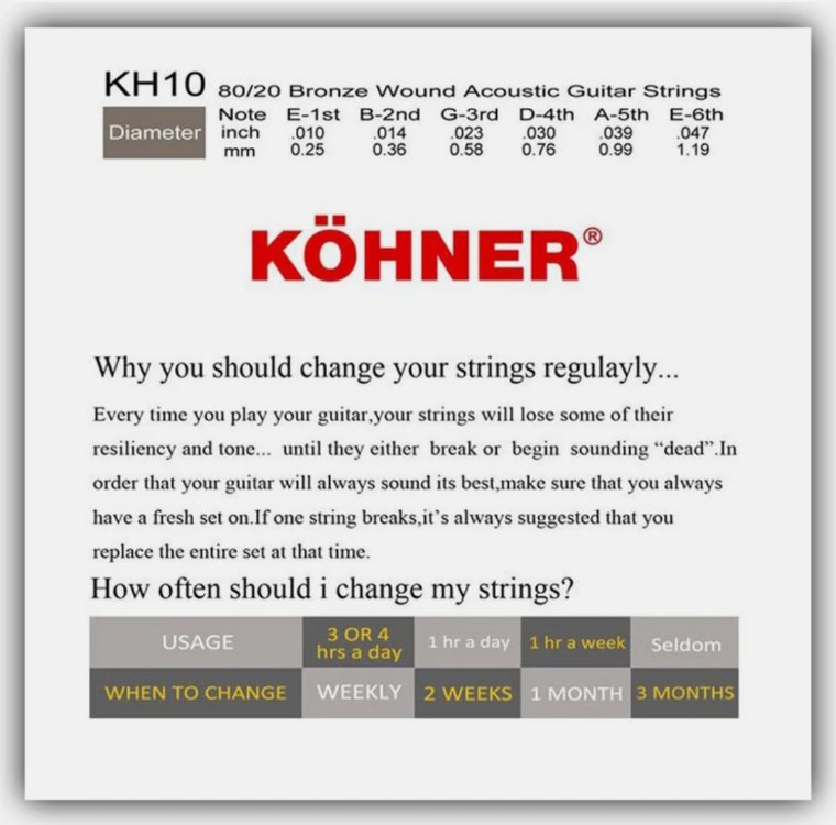 Köhner KH-10 Akustik Gitar Teli