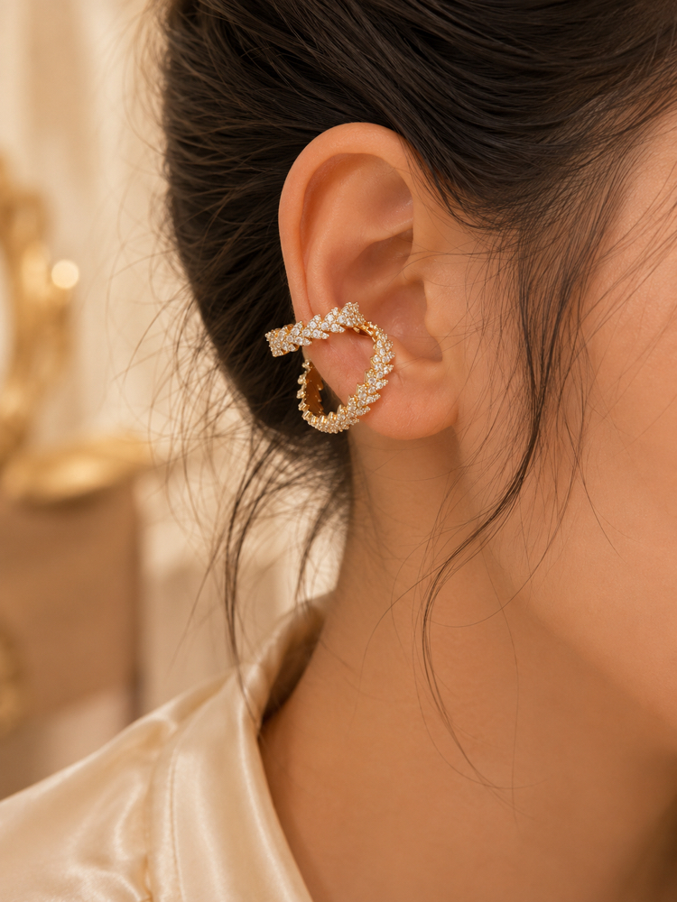 Yaprak Desenli Ear Cuff Seti