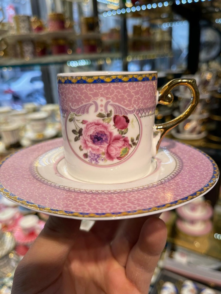  Rosalia Gold Çiçekli Kahve Fincan Seti