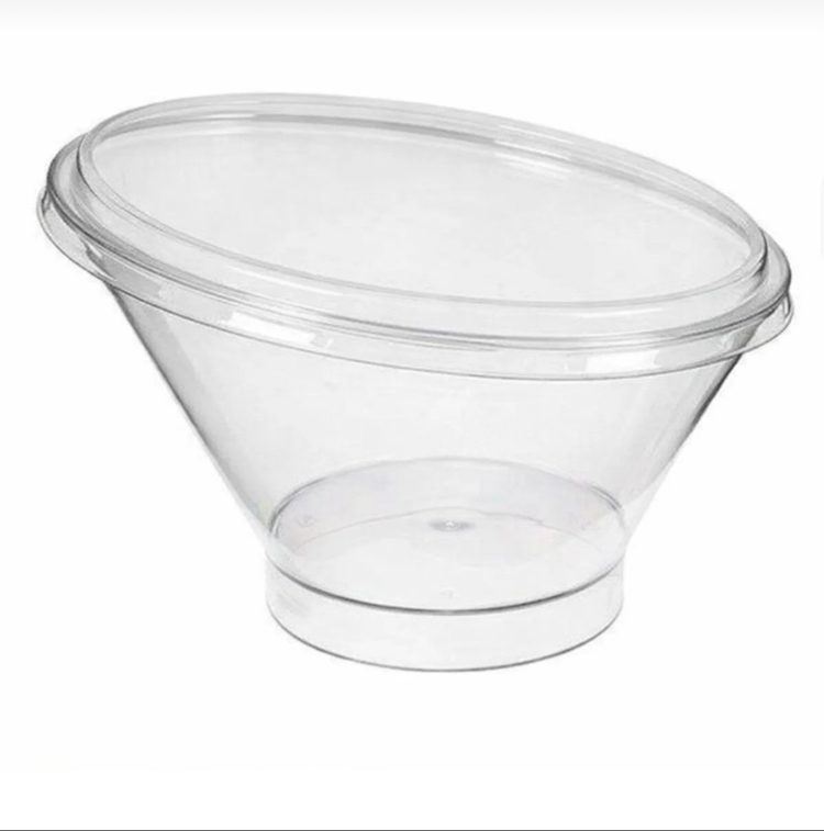 Plastik Oval Kase 220 cc | Tek Kullanımlık Gıda Kabı + Kapaklı(24 Adet)