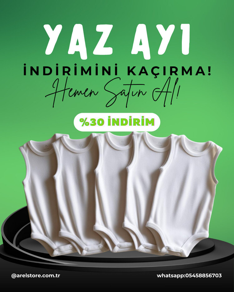 5’Li Paket Sıfır Kollu Zıbın %100 Pamuk