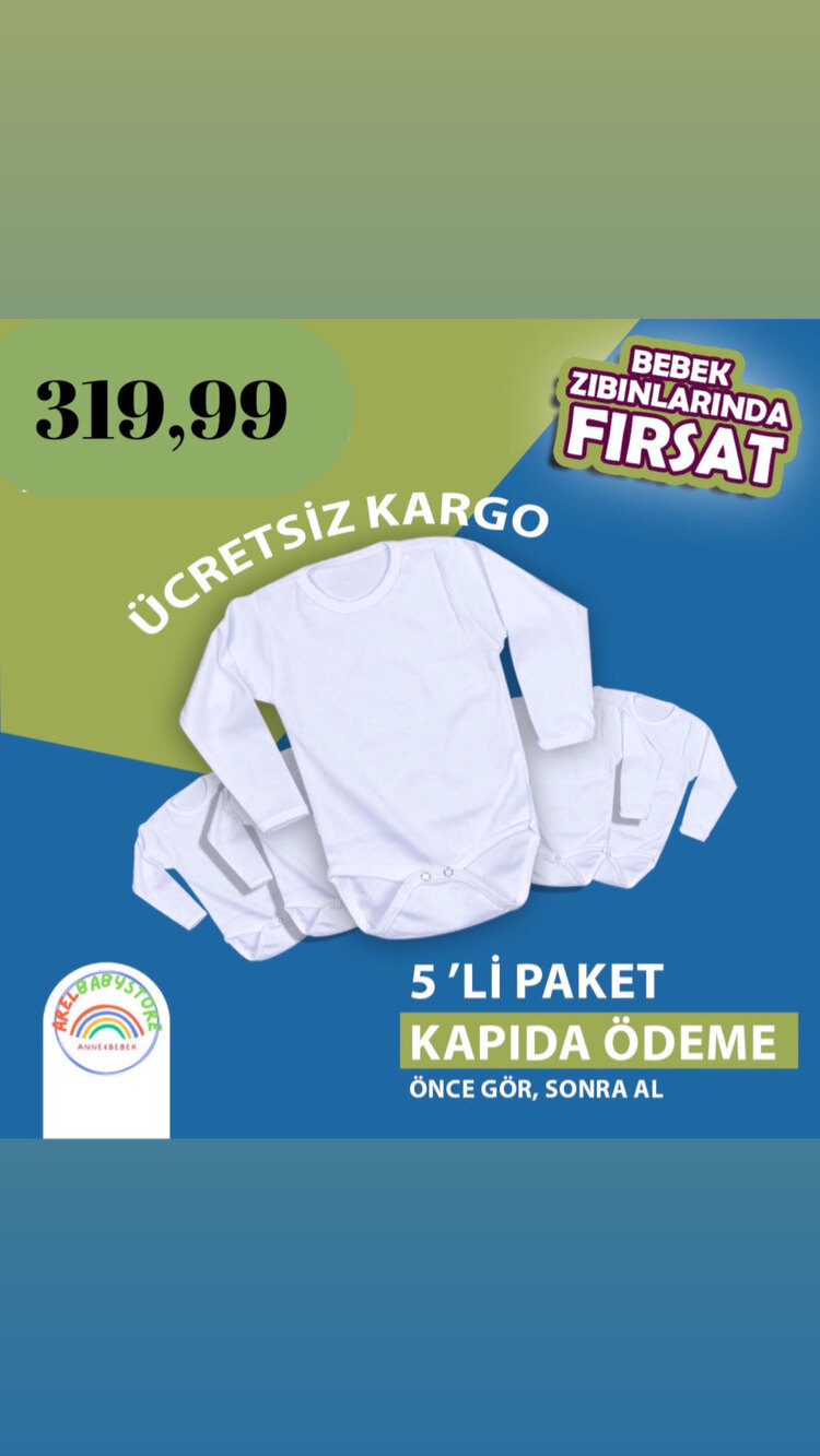 5Li %100 Pamuk Bebek Zıbın Body Organik Kumaş
