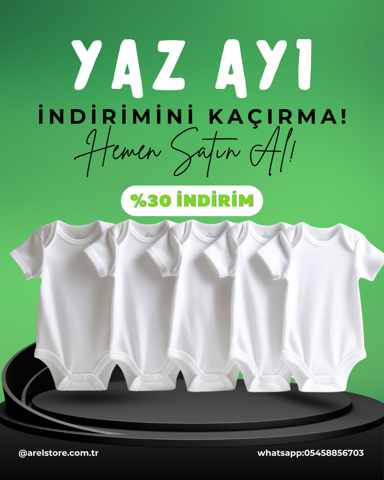 5’Li Paket Kısa Kollu Zıbın %100 Pamuk