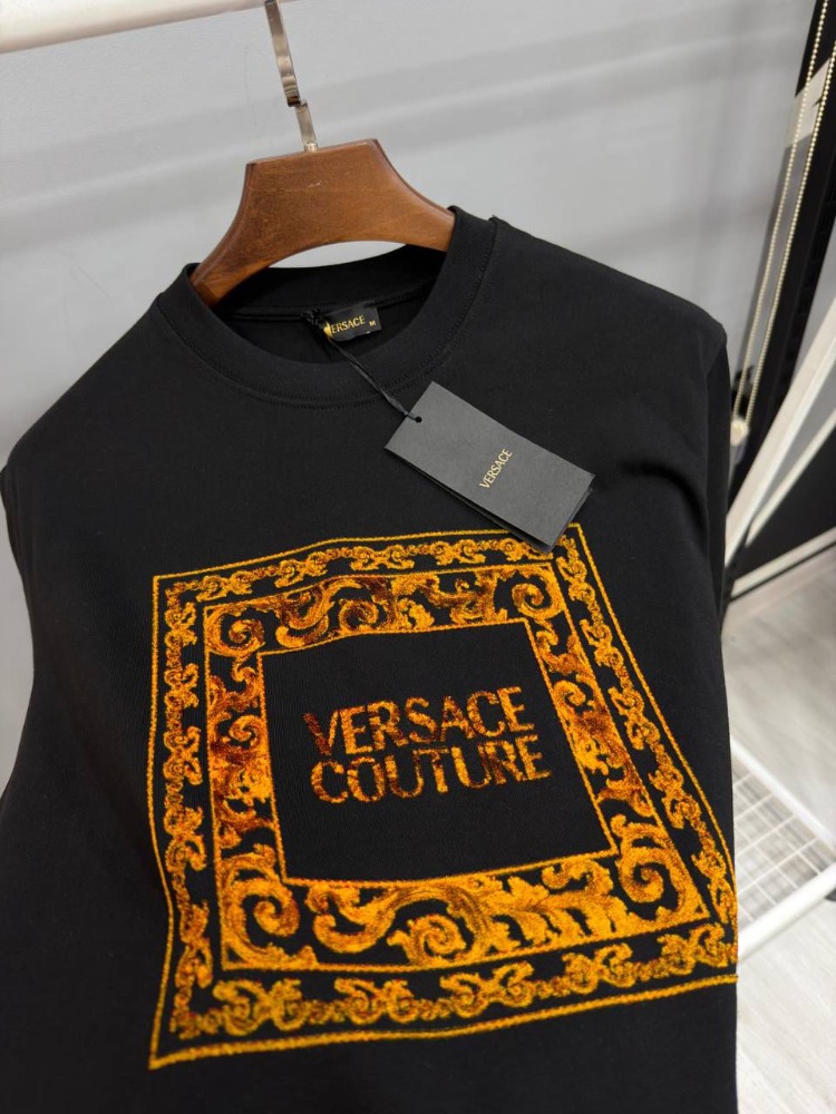 Versace Couture Siyah Gold Desenli T-Shirt – Premium Kalite