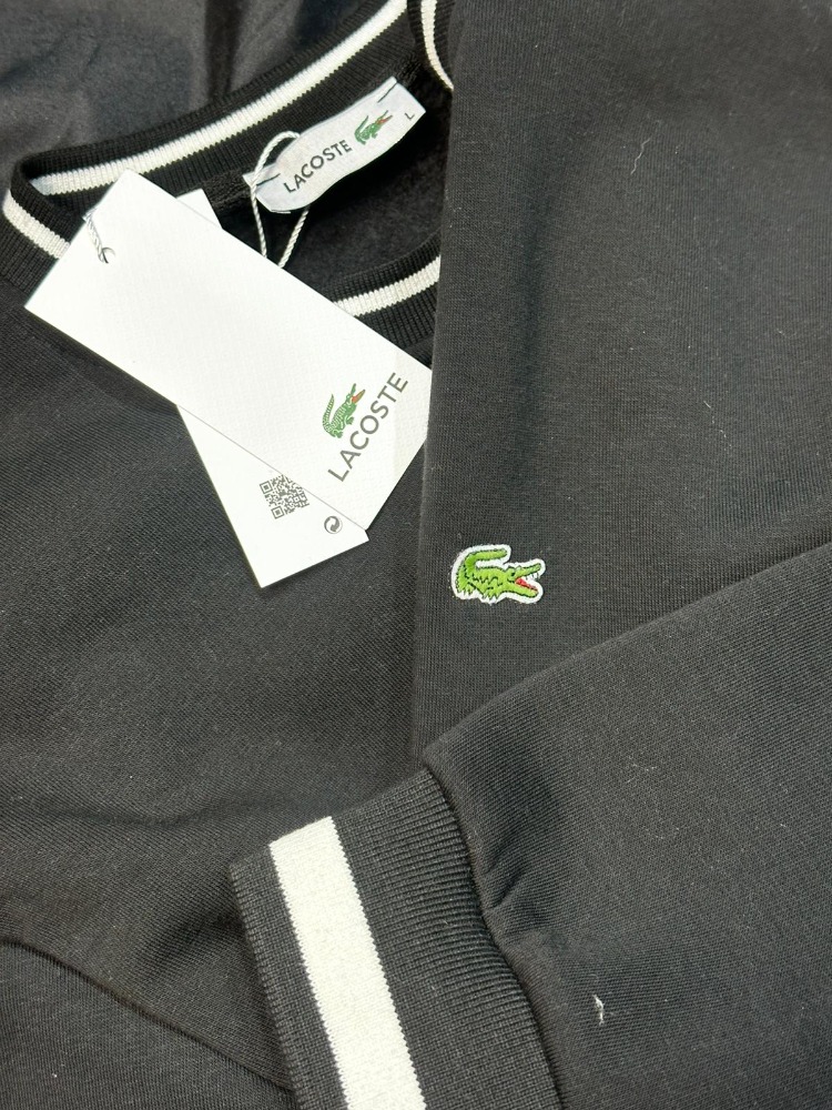 SİYAH LACOSTE SWEATSHİRT 3 İPLİK ŞARDONLU