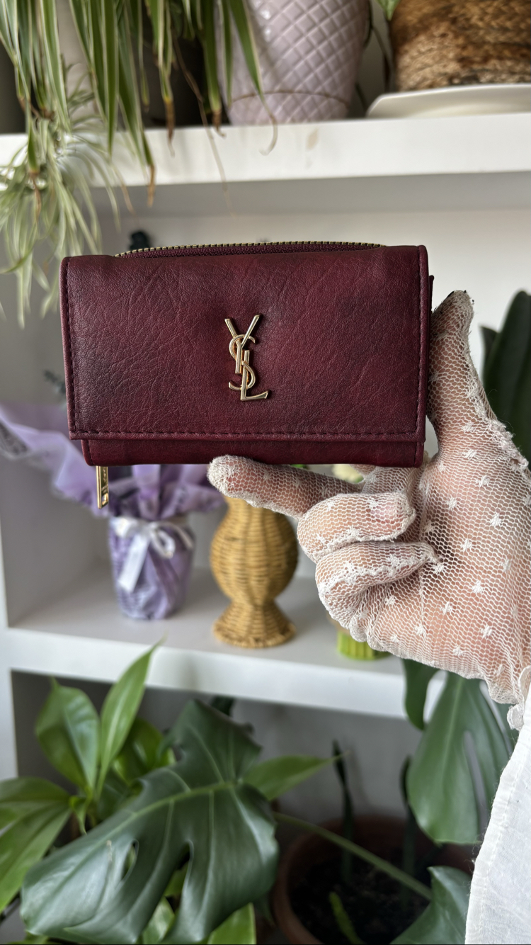 Bordo Gold Detaylı Şık Kadın Cüzdanı