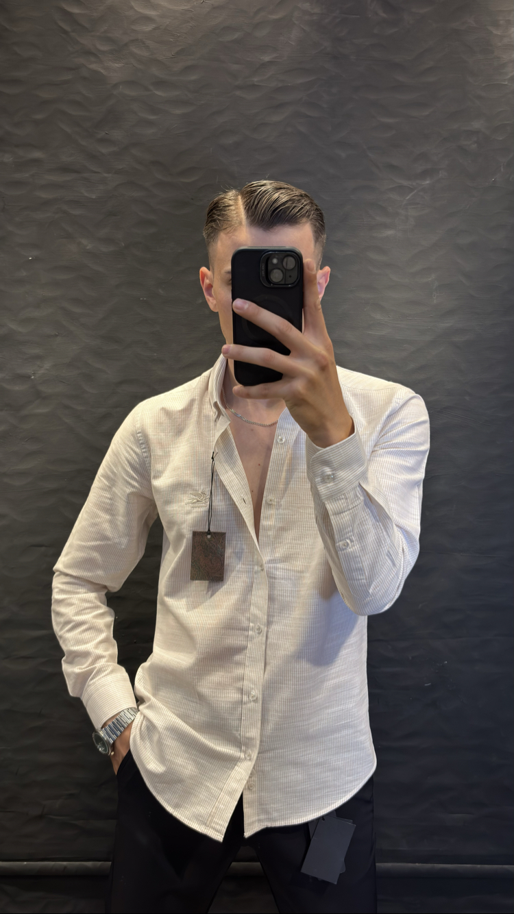 ETRO PREMIUM KETEN GÖMLEK (bej)