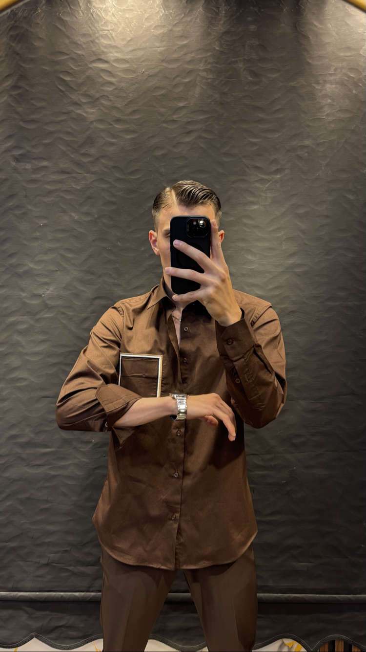 HUGO&BOSS PREMIUM GÖMLEK (kahve)