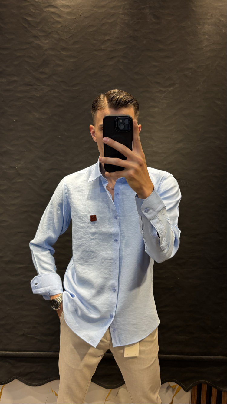 LORO&PİANA PREMIUM KETEN GÖMLEK (BEBE MAVİSİ)