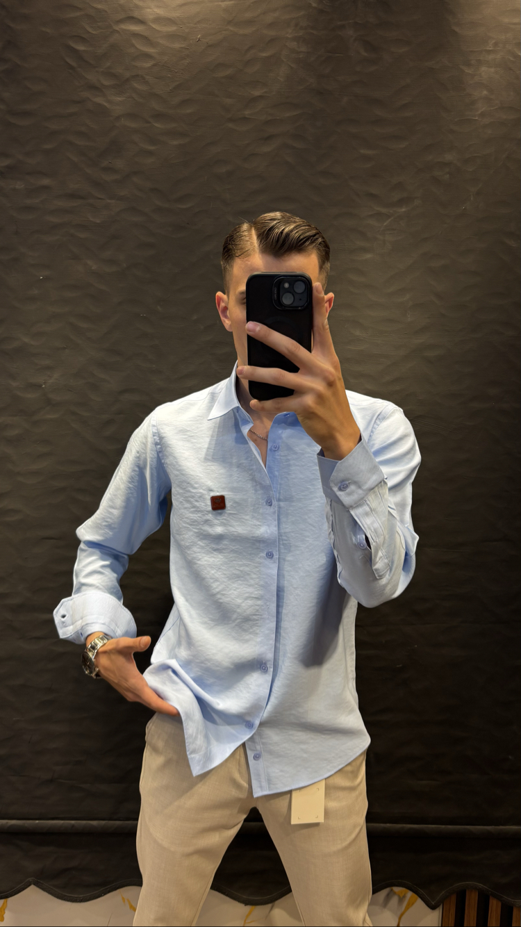 LORO&PİANA PREMIUM KETEN GÖMLEK (BEBE MAVİSİ)