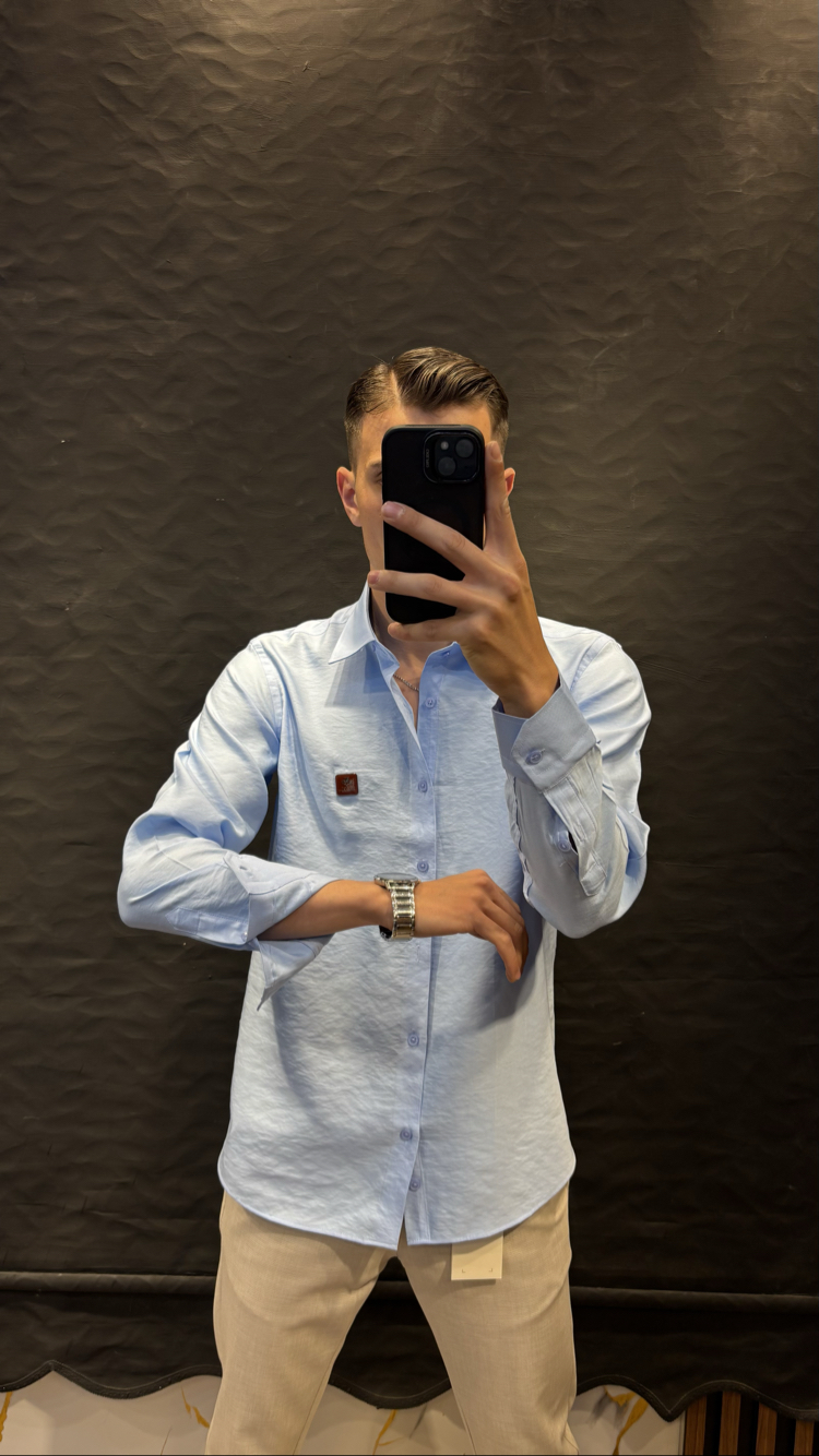 LORO&PİANA PREMIUM KETEN GÖMLEK (BEBE MAVİSİ)