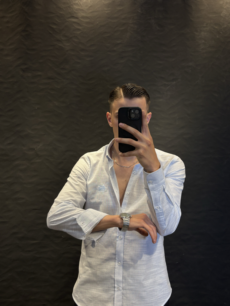 ETRO PREMIUM KETEN GÖMLEK (mavi)