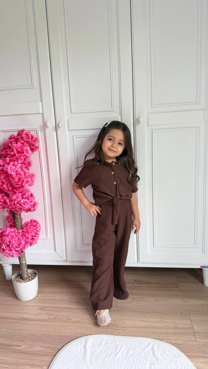 Kahve Gofre kumaş takım