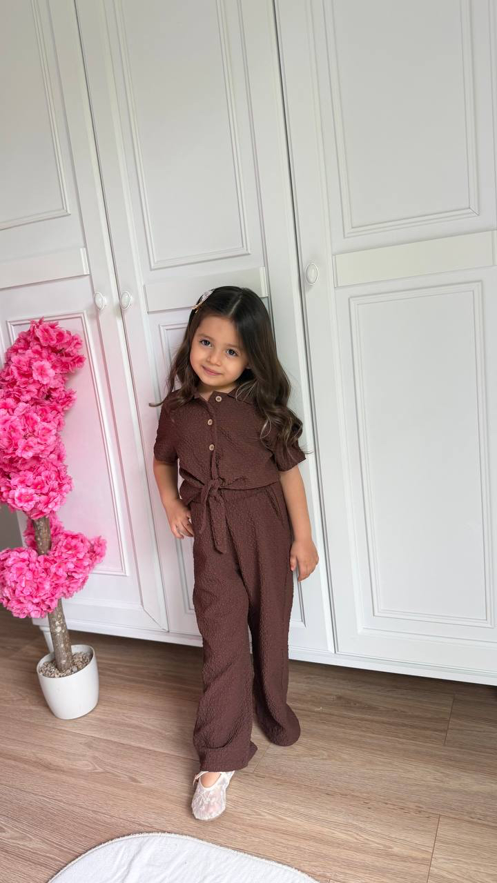Kahve Gofre kumaş takım
