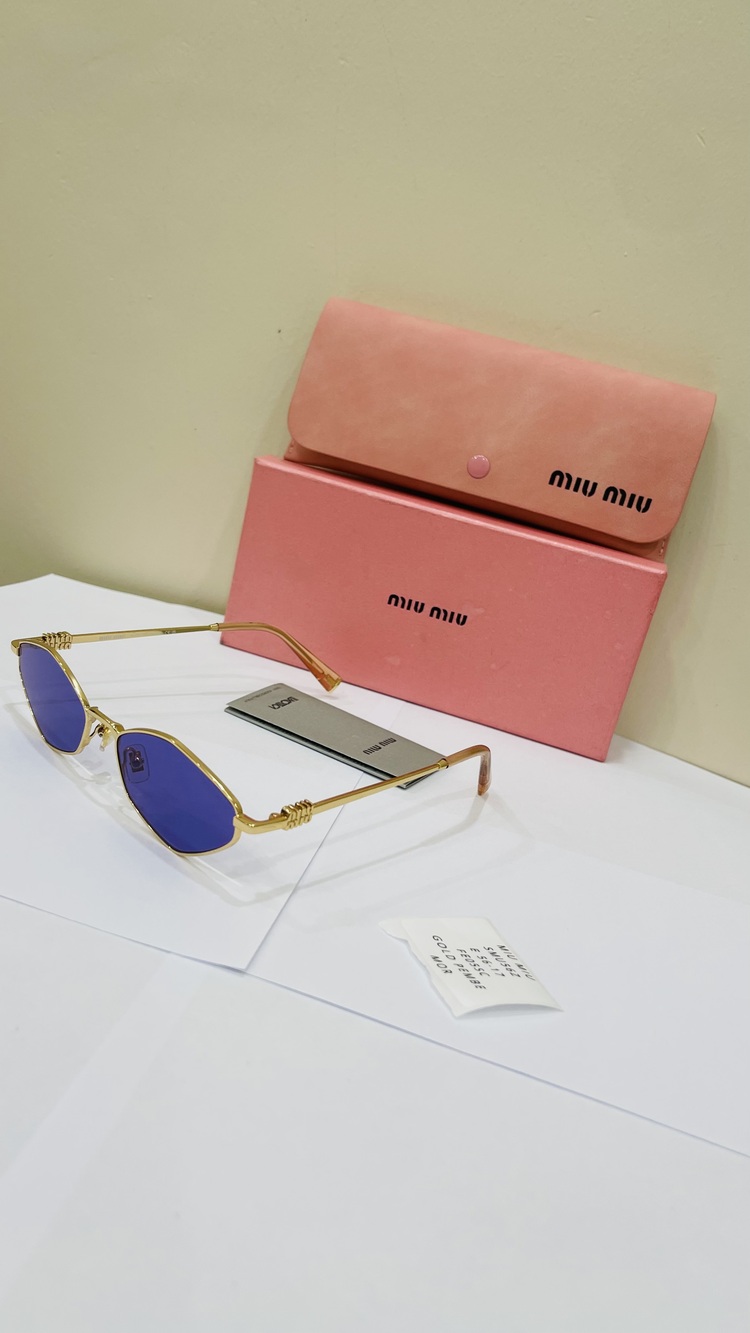 MIU GOLD ÇERÇEVE MAVİ CAM