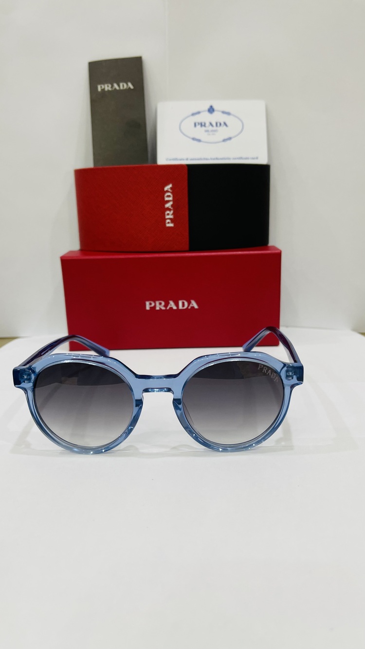 PRADA MAVİ ÇERÇEVE SİYAH ŞEFFAF CAM