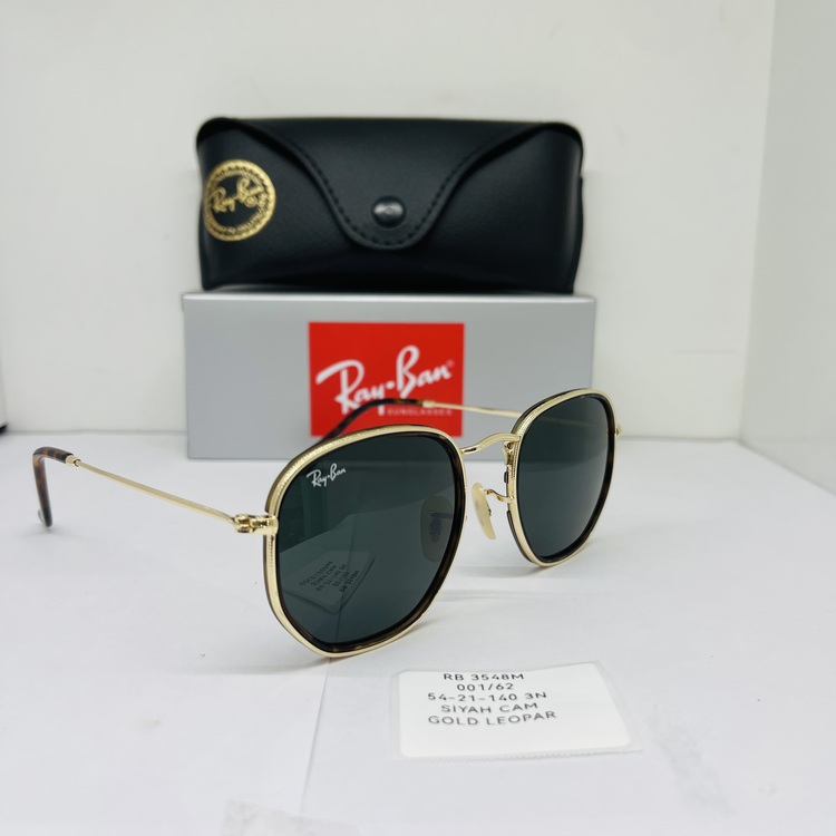 RAYBAN RB-3548-M GOLD/LEOPAR ÇERÇEVE SİYAH CAM UNİSEX