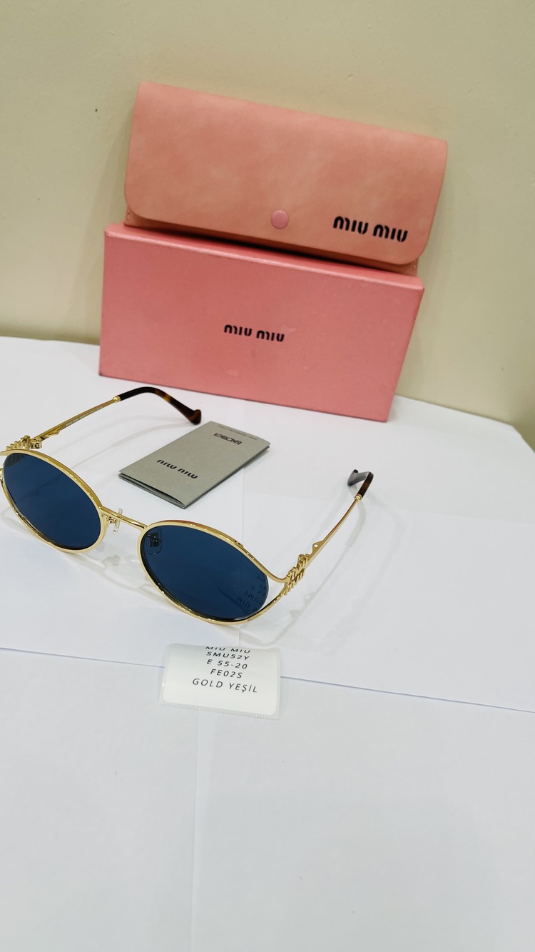 MIU GOLD ÇERÇEVE MAVİ CAM