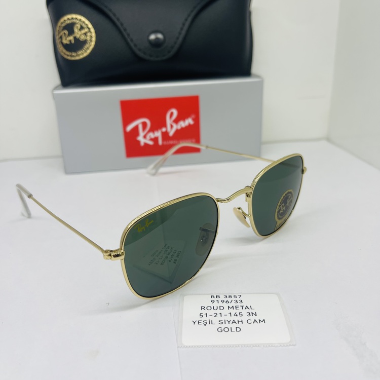 RAYBAN RB-3857 GOLD ÇERÇEVE YEŞİL/SİYAH CAM UNİSEX