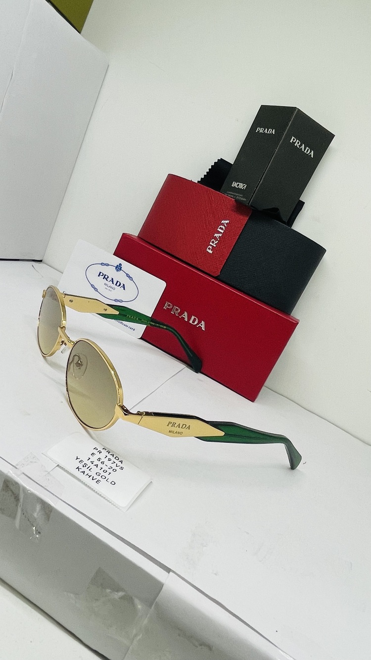 PRADA GOLD ÇERÇEVE SARI ŞEFFAF CAM