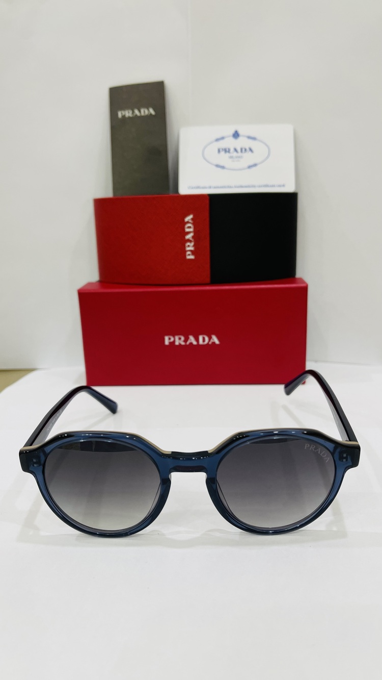 PRADA MAVİ ÇERÇEVE SİYAH ŞEFFAF CAM