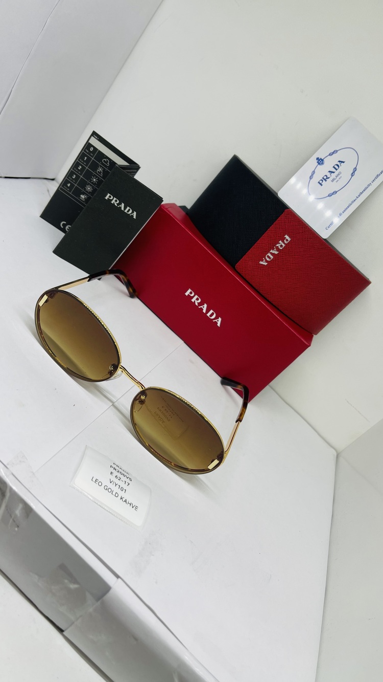 PRADA GOLD ÇERÇEVE KAHVE ŞEFFAF CAM