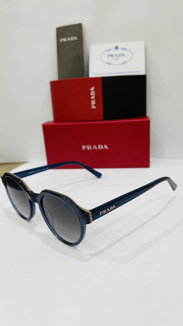 PRADA MAVİ ÇERÇEVE SİYAH ŞEFFAF CAM