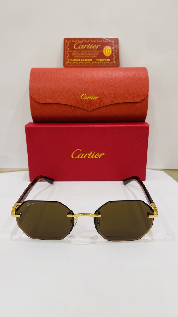 CARTİER DESENLİ ÇERÇEVE KAHVE ŞEFFAF CAM