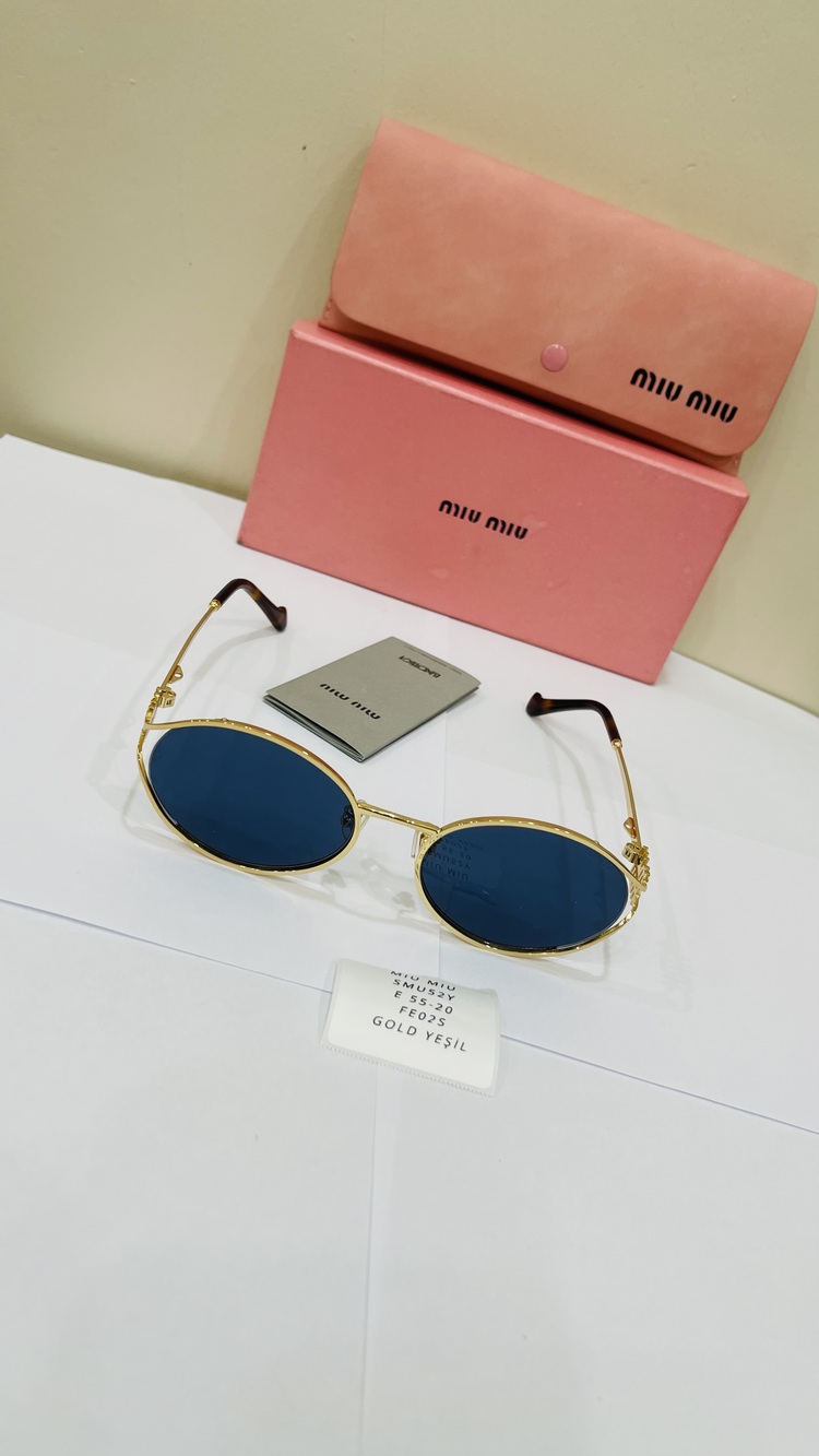 MIU GOLD ÇERÇEVE MAVİ CAM