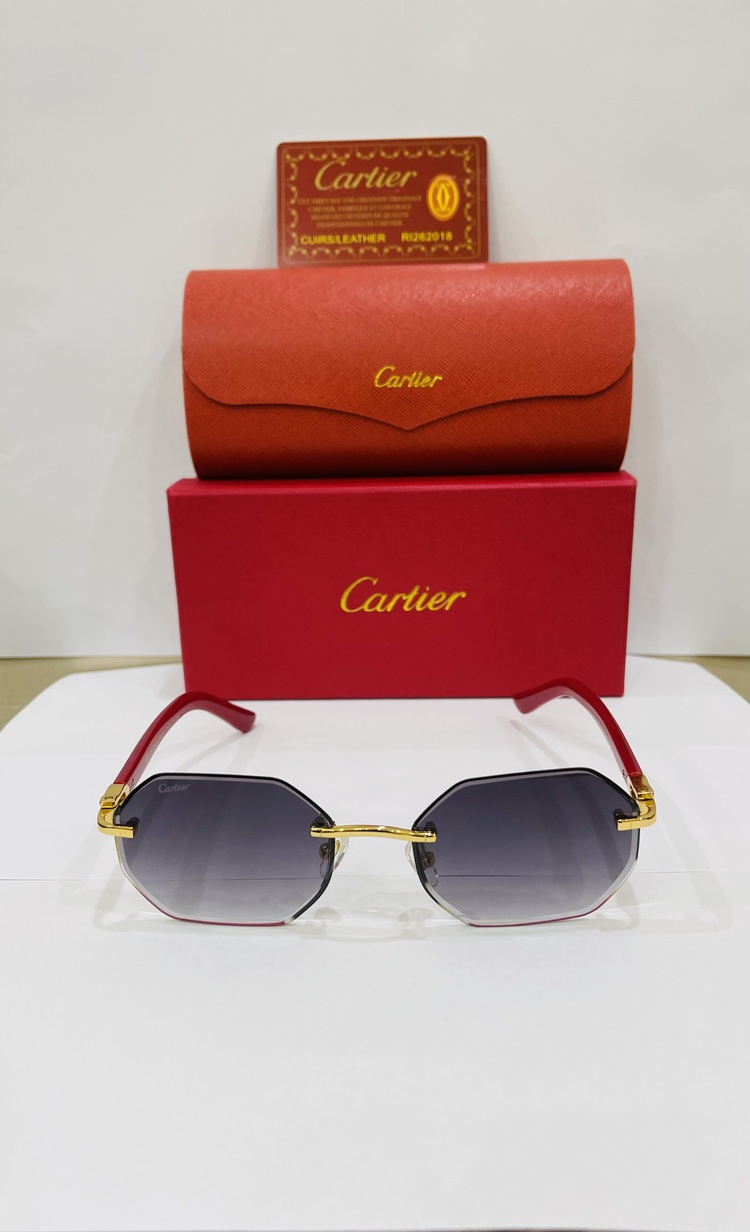 CARTİER KIRMIZI ÇERÇEVE SİYAH ŞEFFAF CAM