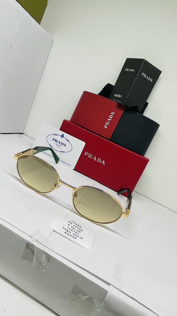 PRADA GOLD ÇERÇEVE SARI ŞEFFAF CAM